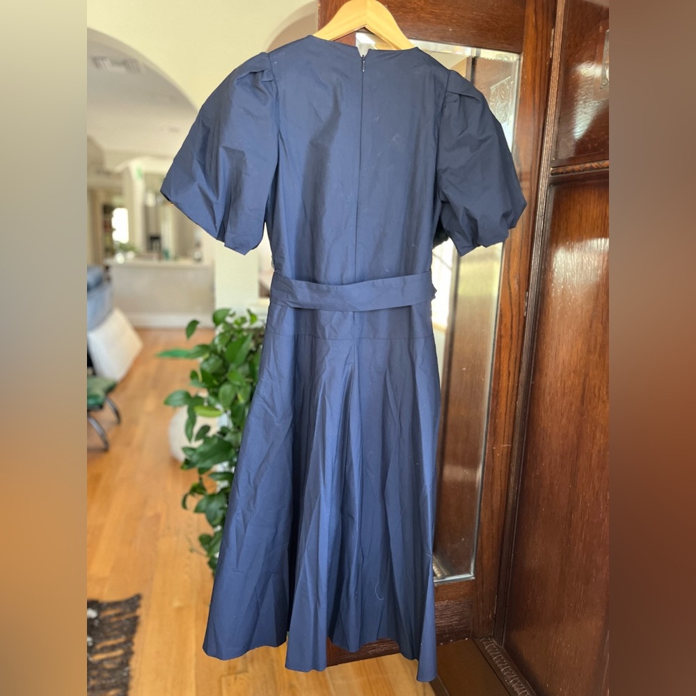 Banana Republic Navy Puff Sleeve Midi Dress – XS Petite – 100% Cotton - Picture 2 of 9